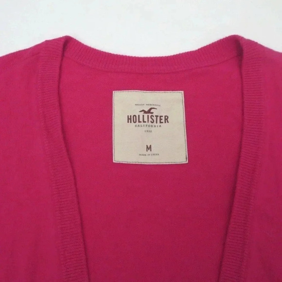 Hollister Logo Cardigan Size Medium Sweater Pink - Picture 7 of 7